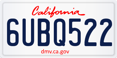 CA license plate 6UBQ522