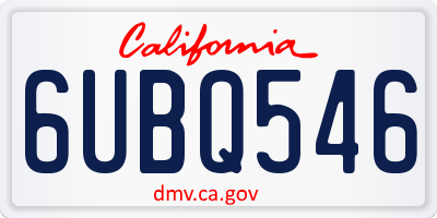 CA license plate 6UBQ546