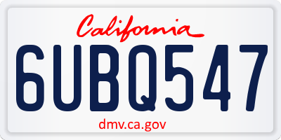 CA license plate 6UBQ547