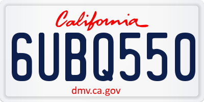 CA license plate 6UBQ550