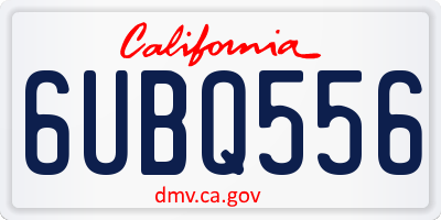 CA license plate 6UBQ556
