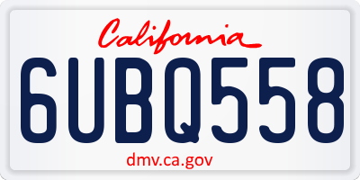 CA license plate 6UBQ558
