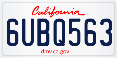 CA license plate 6UBQ563