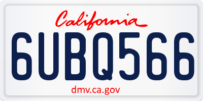CA license plate 6UBQ566