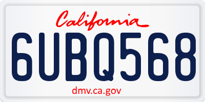 CA license plate 6UBQ568