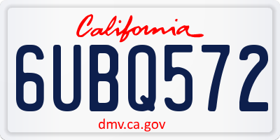 CA license plate 6UBQ572