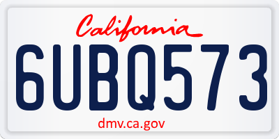 CA license plate 6UBQ573