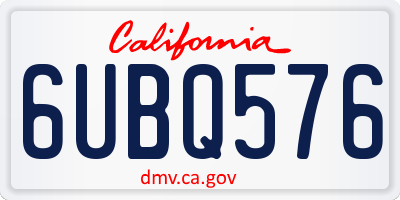 CA license plate 6UBQ576