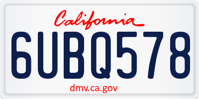 CA license plate 6UBQ578