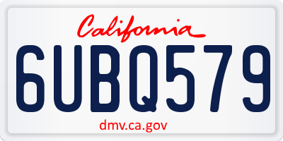 CA license plate 6UBQ579