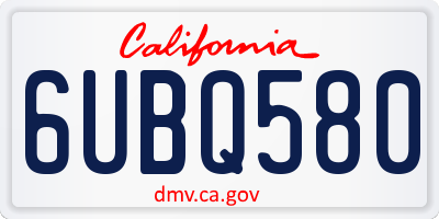 CA license plate 6UBQ580
