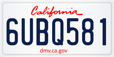 CA license plate 6UBQ581