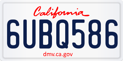 CA license plate 6UBQ586