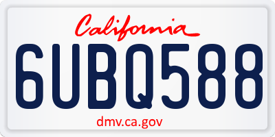 CA license plate 6UBQ588