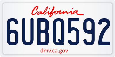 CA license plate 6UBQ592