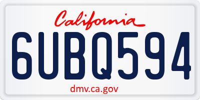 CA license plate 6UBQ594