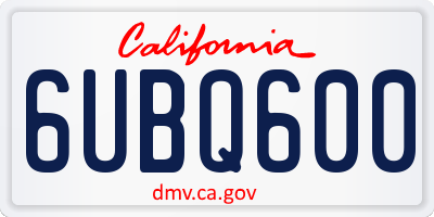 CA license plate 6UBQ600