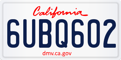 CA license plate 6UBQ602