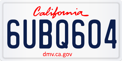 CA license plate 6UBQ604