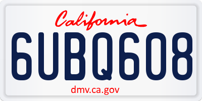 CA license plate 6UBQ608