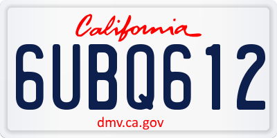 CA license plate 6UBQ612