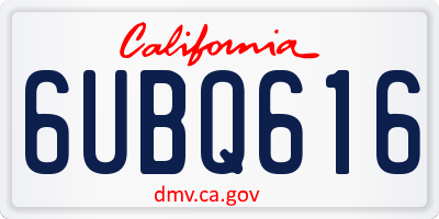 CA license plate 6UBQ616