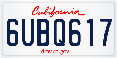 CA license plate 6UBQ617