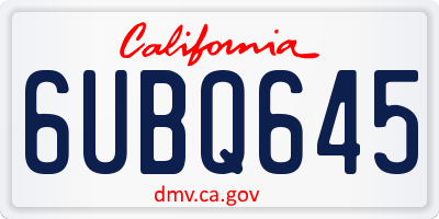 CA license plate 6UBQ645