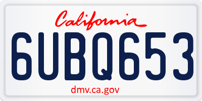 CA license plate 6UBQ653