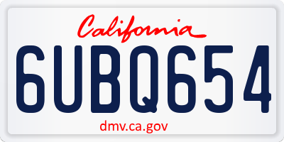 CA license plate 6UBQ654