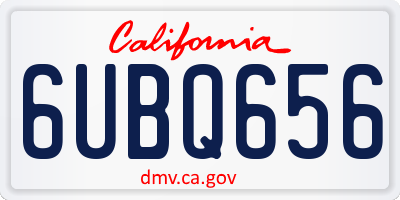 CA license plate 6UBQ656