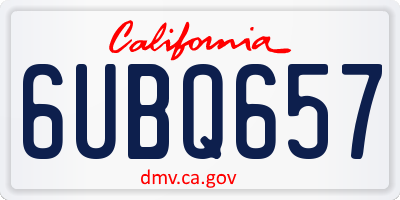 CA license plate 6UBQ657