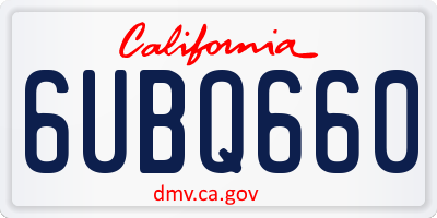 CA license plate 6UBQ660