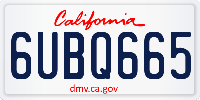 CA license plate 6UBQ665