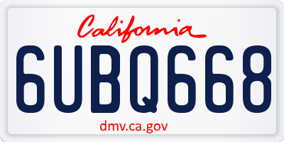 CA license plate 6UBQ668