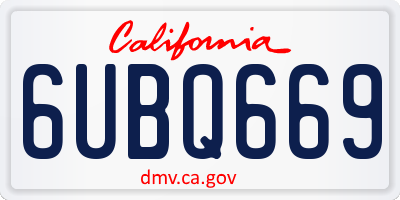 CA license plate 6UBQ669