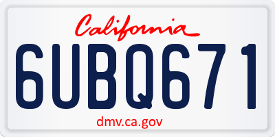 CA license plate 6UBQ671