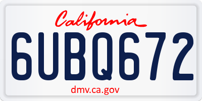 CA license plate 6UBQ672