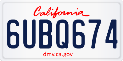 CA license plate 6UBQ674