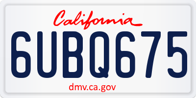 CA license plate 6UBQ675
