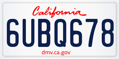 CA license plate 6UBQ678