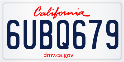 CA license plate 6UBQ679