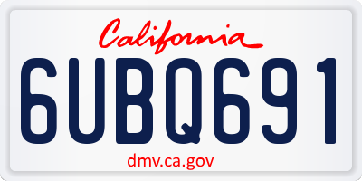 CA license plate 6UBQ691