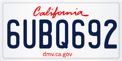 CA license plate 6UBQ692