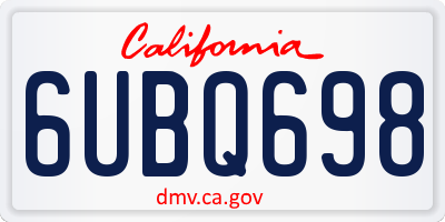 CA license plate 6UBQ698