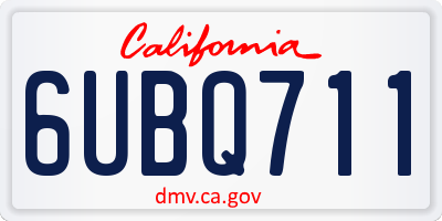 CA license plate 6UBQ711