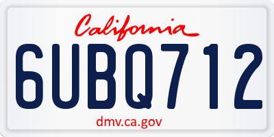 CA license plate 6UBQ712