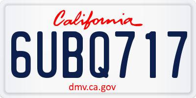 CA license plate 6UBQ717