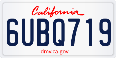 CA license plate 6UBQ719