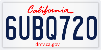 CA license plate 6UBQ720